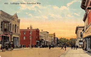 Columbus Wisconsin business district Ludington St antique pc Y11626