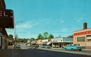 Plymouth Michigan MI Main Street Downtown Old Cars West Ann Arbor Trail Postcard 