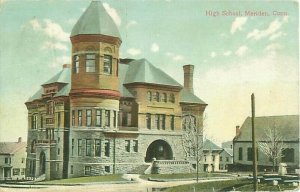 Meriden, Connecticut High School Postcard 1908 Postmark