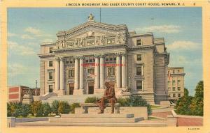 NJ, Newark, New Jersey, Court House, Lincoln Monument, Postmark 1944