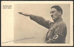 3rd Reich Germany Hitler Portrait RPPC Used Feldpost 103641
