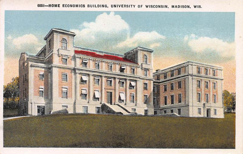 Home Economics Bldg., University of Wisconsin, Madison, early postcard, unused