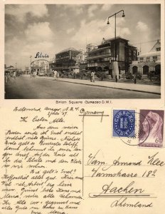 curacao, N.W.I., WILLEMSTAD, Brion Square (1937) Spritzer RPPC Postcard