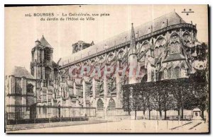 Old Postcard Bourges Cathedrale view from the Hotel de Ville garden