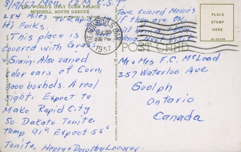 Mitchell South Dakota SD World's Only Corn Palace c1957 Vintage