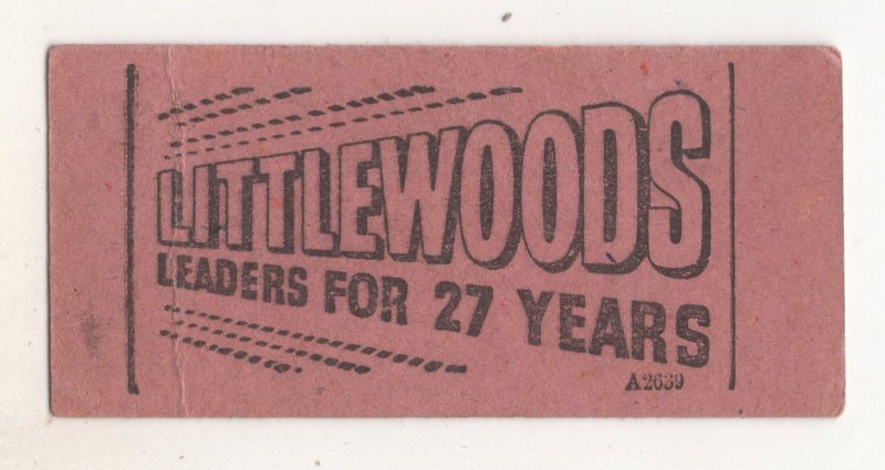 Littlewoods Football Pools Vintage Bus Advertising Rare Ticket