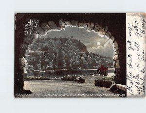 Postcard Moonlight Scene from Porte Cochere Mohonk Lake New York USA