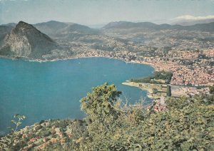 MOUNT BRE & LAKE LUGANO, Switzerland - Vintage POSTCARD