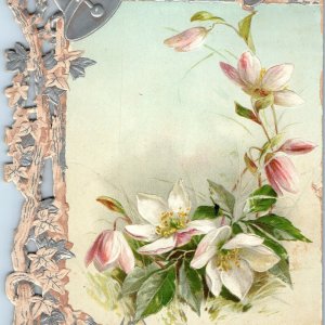 c1890s Die Cut Flower Bell Vine Stock Trade Card Nice Scrapbook Lily Embossed 1E