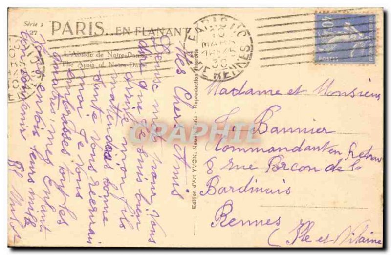 Paris - 4 - L & # 39Abside Notre Dame Old Postcard