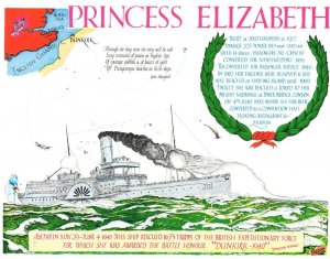 Princess Elizabeth Ship Giant Rare Dunkirk Map Postcard