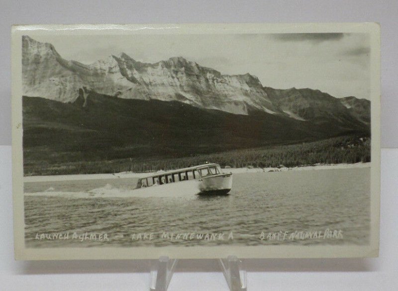 Launch Aylmer & Lake Minnewanka Banff National Park Canada RPPC Postcard A7