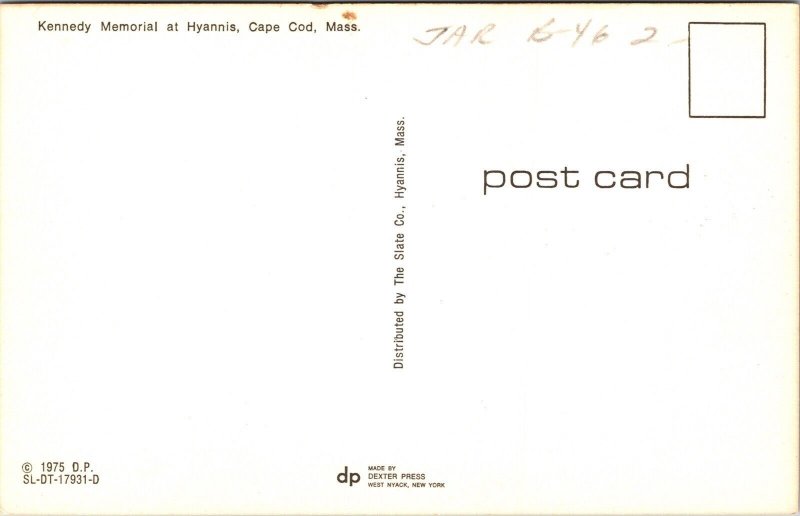 John F Kennedy Memorial Hyannis Cape Cod Massachusetts Chrome Postcard 
