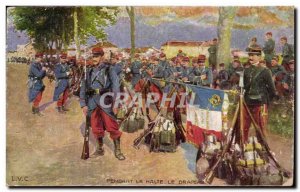 Old Postcard Army During the stop flag