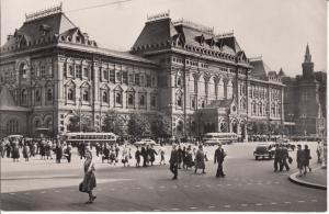 RUSSIA MOSCOW 1960 LENIN CENTRAL MUSEUM ANIMATED STREET PUBLIC TRANSPORT TROLLEY