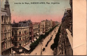 Argentina Buenos Aires Avenida de Mayo Vintage Postcard C044