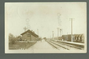 Scranton IOWA RPPC 1915 DEPOT TRAIN STATION C& NW RR nr Carroll Lake City Boone