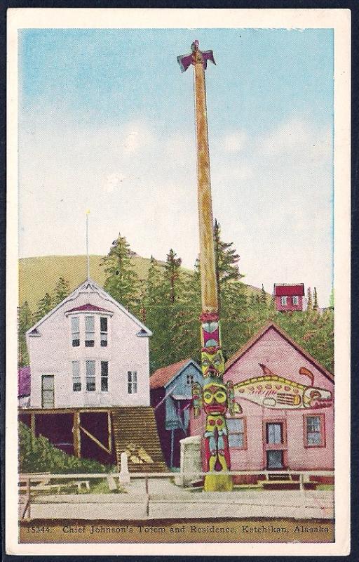 Chief Johnson Totem Pole Ketchikan Alaska unused c1920's