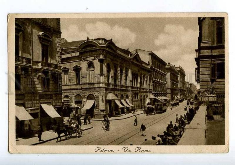 213968 ITALY PALERMO Via Roma TRAM carriage Vintage postcard