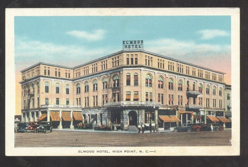 HIGH POINT NORTH CAROLINA NC DOWNTOWN ELSOOD HOTEL VINTAGE POSTCARD