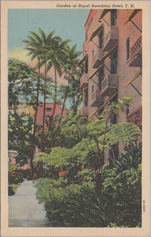 Postcard Garden of Royal Hawaiian Hotel Hawaii