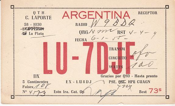 Argentina QSL Card w/Map 1955