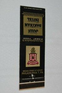 John Bartram Hotel Philadelphia PA 20 Strike Matchbook Cover