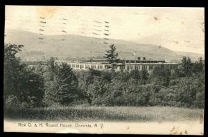 New D & H Round House, Oneonta, NY. Mailed 1910 from Oneonta. Railroad