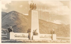 F89/ Salt Lake City Utah RPPC Postcard c1950s Mormon Monument Mountain