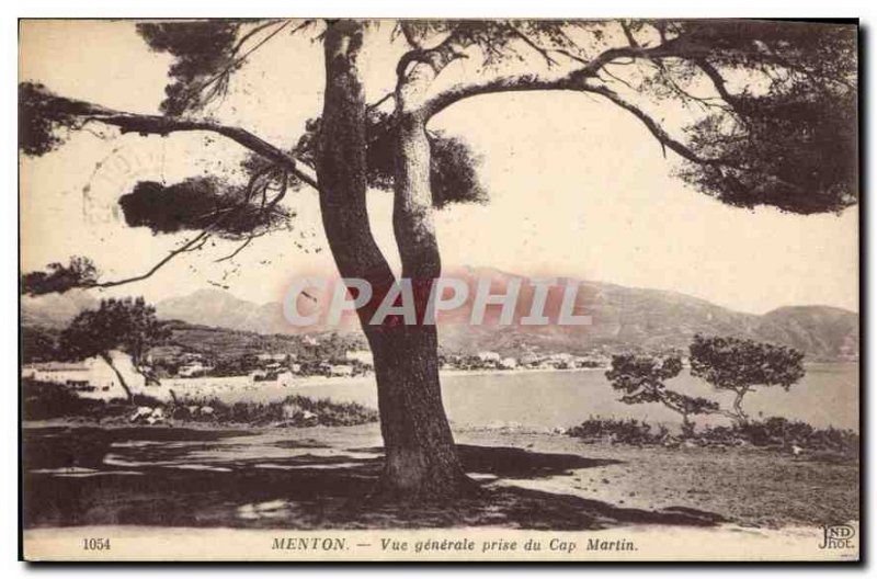 Old Postcard Menton General view from the Cap Martin