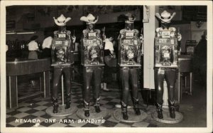 Nevada Casino One Arm Bandit Slot Machines c1950s-60s Real Photo Postcard