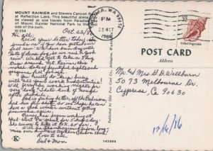 Mount Rainier Washington & Stephens Canyon Continental Postcard 1986