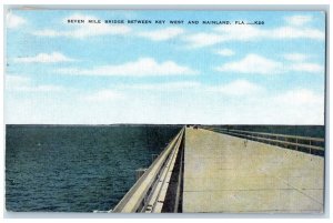1952 Seven Mile Bridge Between Key West and Mainland Florida FL Postcard