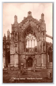 RPPC Melrose Abbey South Trancept Melrose Scotland UNP Postcard W21