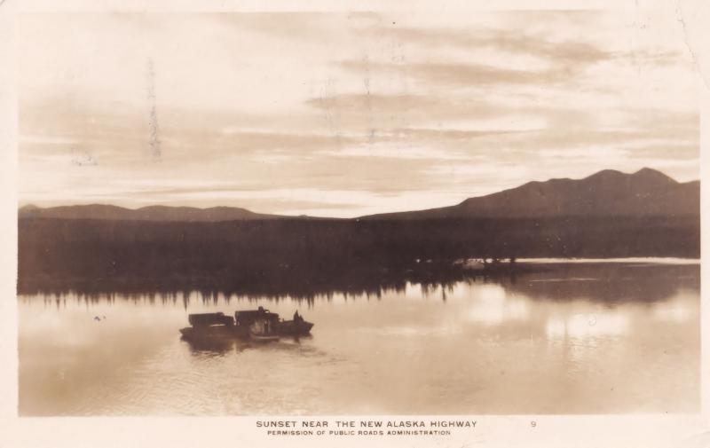 New Alaska HWY Highway Sunset Real Photo Canada Postcard