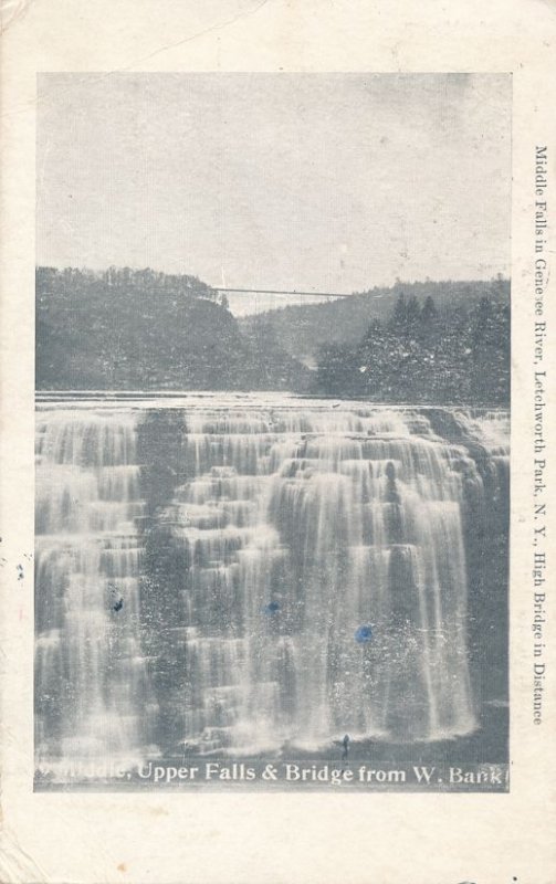 Letchworth State Park NY New York - Middle Falls in Genesee River - pm 1945