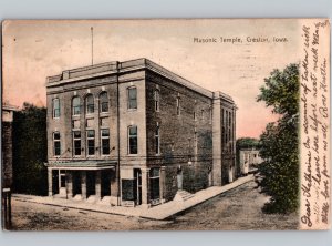c1907 Masonic Temple CRESTON Iowa IA Union County Postcard