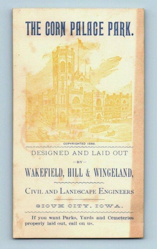 1888 Corn Palace Park Wakefield Hill & Wingeland Civil Engineers Sioux City P186 