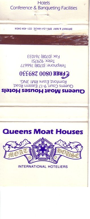 Matchbook Cover ! Queens Moat Houses Hotels, British Isles !