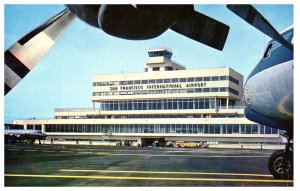 San Francisco International Airport Control Frameed w Planes on Tarmac Postcard