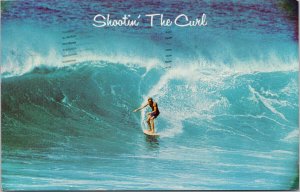 Hawaii HI Surfing Surf Shootin The Curl Sport of Alii c1970 Postcard G91