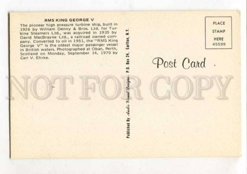 400552 UK Perth ship King George V Old postcard