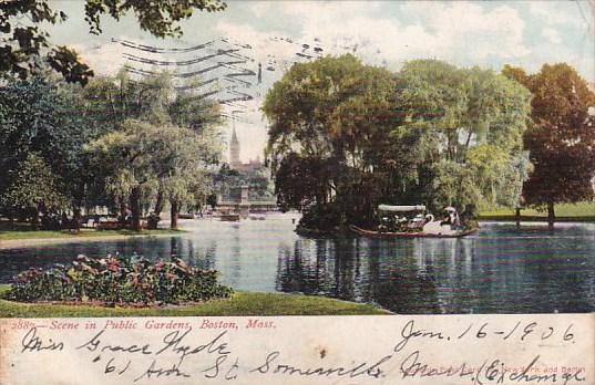 Massachusetts Boston Scene In Public Gardens 1906