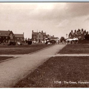 c1930s Hunstanton, Norfolk RPPC Green Real Photo Golden Lion Hotel Townhall A132