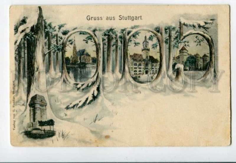3098078 GERMANY Gruss aus Stuttgart 1905 year Vintage tinted PC