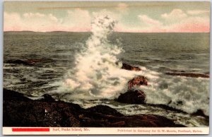 Surf Peaks Island Maine ME Stormy Ocean Waves G.W. Morris Publishing Postcard