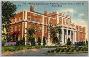 Vtg Easton PA LaFayette College Markle Hall Hall of Mining & Metallurgy Postcard