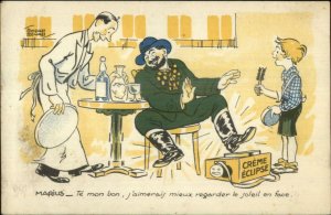 CrŠme Eclipse French Comic Waiter Restaurant Scene c1915 Postcard