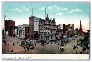 c1905 Trolley Car Broad & Market Streets Newark New Jersey NJ Unposted Postcard