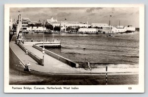 Curacao Netherlands West Indies Pontoon Bridge RPPC A. Mainzer Postcard 1940s
